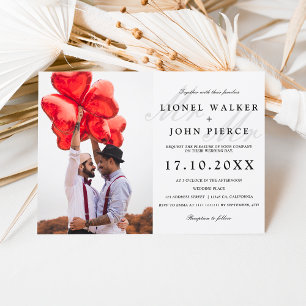 Invitation moderne m et m minimaliste photo gay mariage