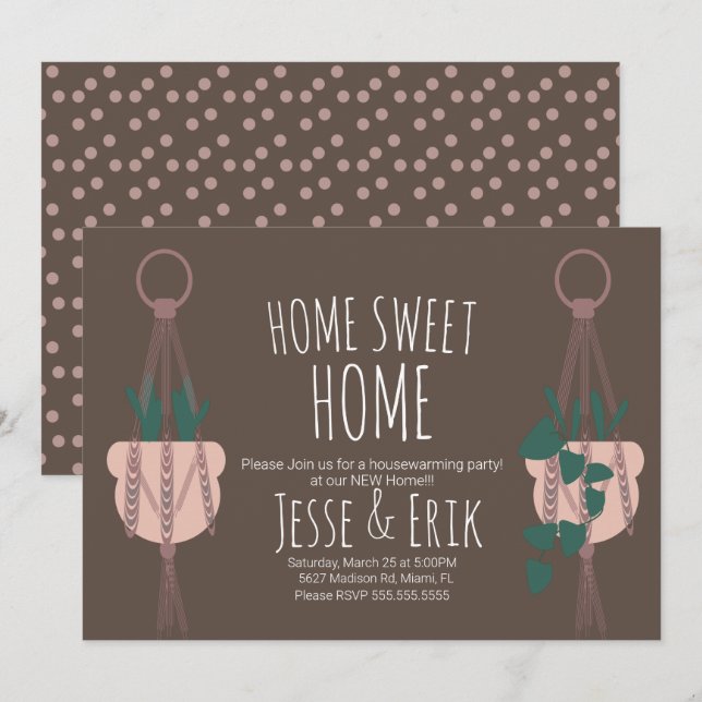 Invitation Moderne Macrame Plante Hanger Planter House Réchau (Devant / Derrière)