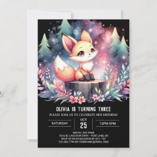 Invitation Moderne Majestic Fox Anniversaire numérique