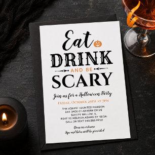 Invitation Moderne Manger Boire et être effrayant Halloween b