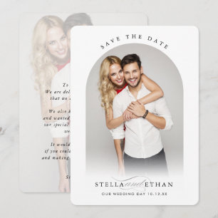 Invitation MODERNE MARIAGE couple photo arche cadre calligrap