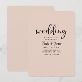 Invitation Moderne Mariage Minimaliste Noir Tout type de coul