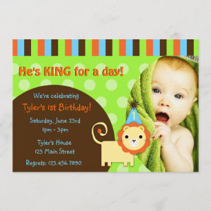 Invitation moderne mignon d'anniversaire de lion