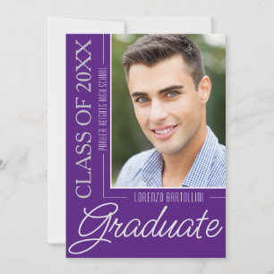 Invitation Moderne Minimal 1 Photo Purple Graduation Party