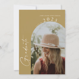 Invitation Moderne Minimal 2 Photo Gold Graduation Party