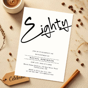 Invitation Moderne minimal Adulte 80e fête d'anniversaire