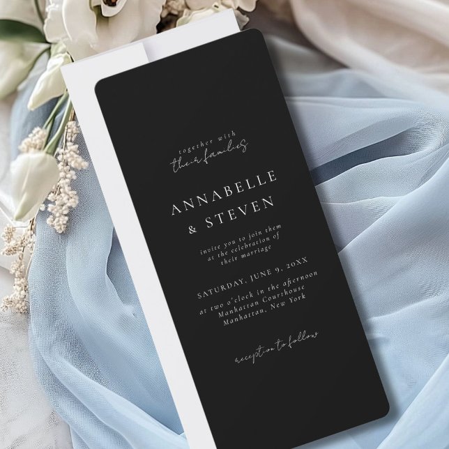 Invitation Moderne, Minimal, Noir & Blanc, Mariage (Photo, Modern, Minimal, Black & White, Wedding Invitation)