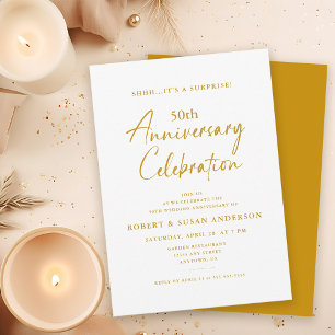 Invitation Moderne minimal surprise 50e anniversaire de Maria