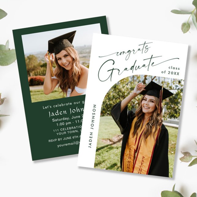 Invitation Moderne minimaliste 2e année de la fête de graduat (Créateur téléchargé)