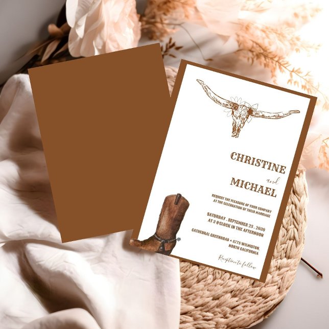 Invitation Moderne minimaliste Boho Western Cowboy Mariage (Créateur téléchargé)