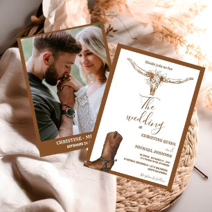 Invitation Moderne minimaliste Boho Western Cowboy Mariage