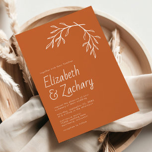 Invitation Moderne minimaliste Botanique Burnt Orange Mariage