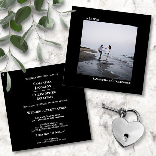 Invitation Moderne minimaliste chic Carré noir Mariage photo