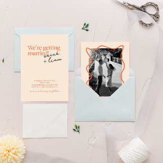 Invitation Moderne minimaliste coloré | Mariage beige