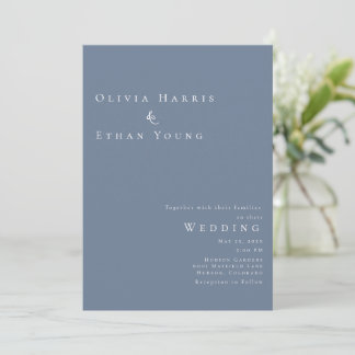 Invitation Moderne minimaliste Dusty Mariage bleu
