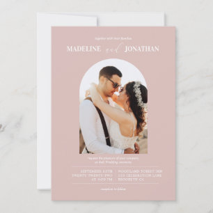 Invitation Moderne minimaliste Dusty Pink Photo Arch Mariage