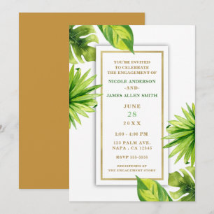 Invitation Moderne Minimaliste Feuilles Vertes Tropicales Fia