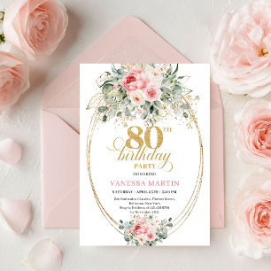 Invitation Moderne Minimaliste Fleurie Rose pour 8
