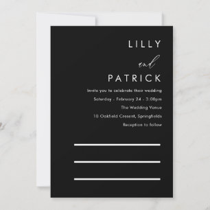 Invitation Moderne minimaliste Mariage classique noir et blan