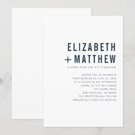 Invitation Moderne + minimaliste Mariage de typographie
