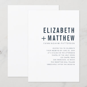 Invitation Moderne + minimaliste Mariage de typographie
