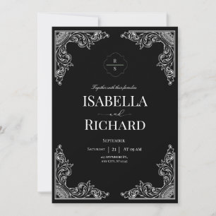Invitation Moderne minimaliste Mariage noir et blanc