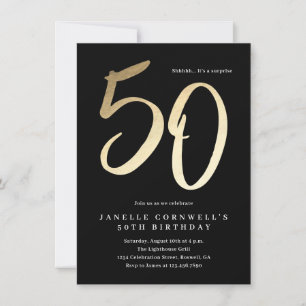 Invitation Moderne Minimaliste Or Type 50e Anniversaire