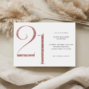 Invitation Moderne minimaliste Rose Gold 21e anniversaire