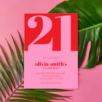 Moderne minimaliste rose rouge 21e anniversaire