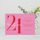 Invitation Moderne minimaliste rose rouge 21e anniversaire (Debout devant)