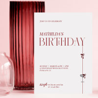 Moderne Minimaliste Rouge Bourgogne Noeud Annivers