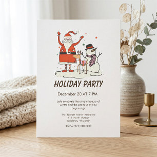 Invitation Moderne minimaliste Simple Line Art fête de Noël