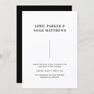 Invitation Moderne minimaliste Typographie simple Noir et bla