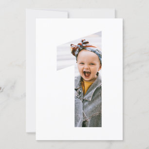 Invitation Moderne minimaliste une photo personnalisée 1er an