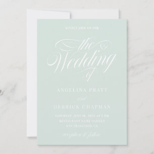 Invitation  Moderne Mint Green Élégante Calligraphie Mariage 