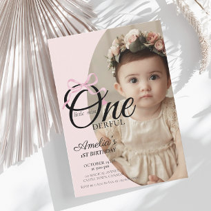 Invitation Moderne Miss Onederful Rose Bow 1er Anniversaire P