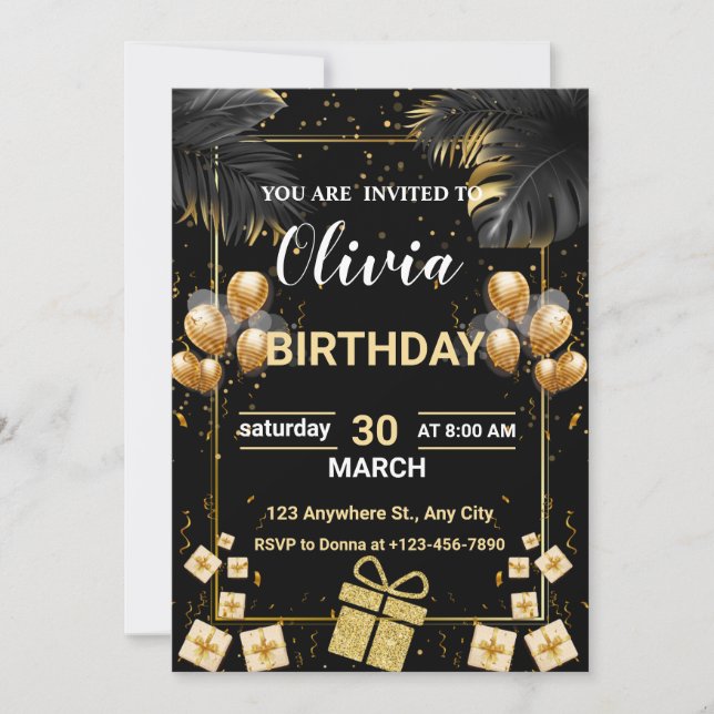 Invitation moderne Modèle pour un anniversaire adu (Devant)