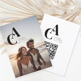 Invitation Moderne, Monogramme, Photo, QR-Code