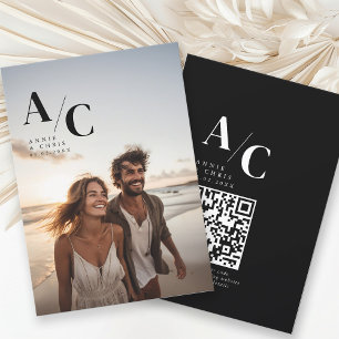 Invitation Moderne, Monogramme, Photo, QR-Code
