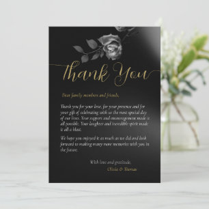 Invitation Moderne Moody Black Dark Floral Mariage Merci