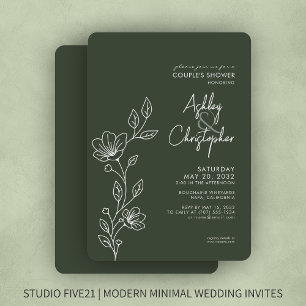 Invitation Moderne Moss Green Outline Wedding shower