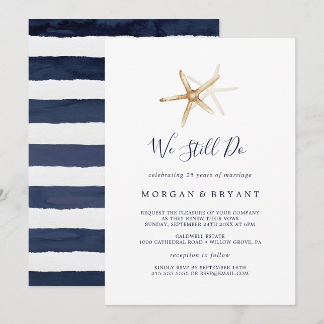 Invitation Moderne Nautical | Étoile de mer Nous nous renouve (Devant / Derrière)