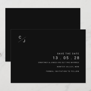 Invitation moderne noir et blanc pour annoncer la 