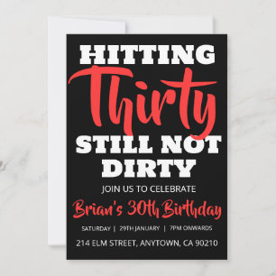 Invitation moderne noir simple adulte 30e anniversaire invita