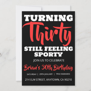 Invitation moderne noir simple adulte 30e anniversaire invita