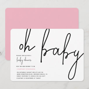 Invitation moderne Oh Baby Pink