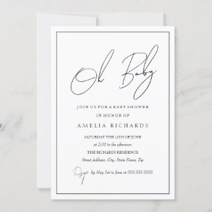 Invitation Moderne Oh Bébé Noir Blanc Baby Shower