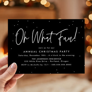 Invitation Moderne Oh Quel Amusant Script Black Holiday Party