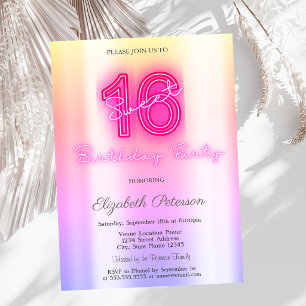 Invitation Moderne Ombre Neon Sweet 16