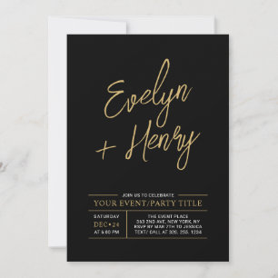 Invitation moderne or et noir pour toute occasion